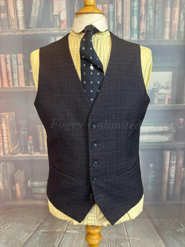 Vintage Navy Check Waistcoat/Vest Chest 40"/102cm  (WCSF)