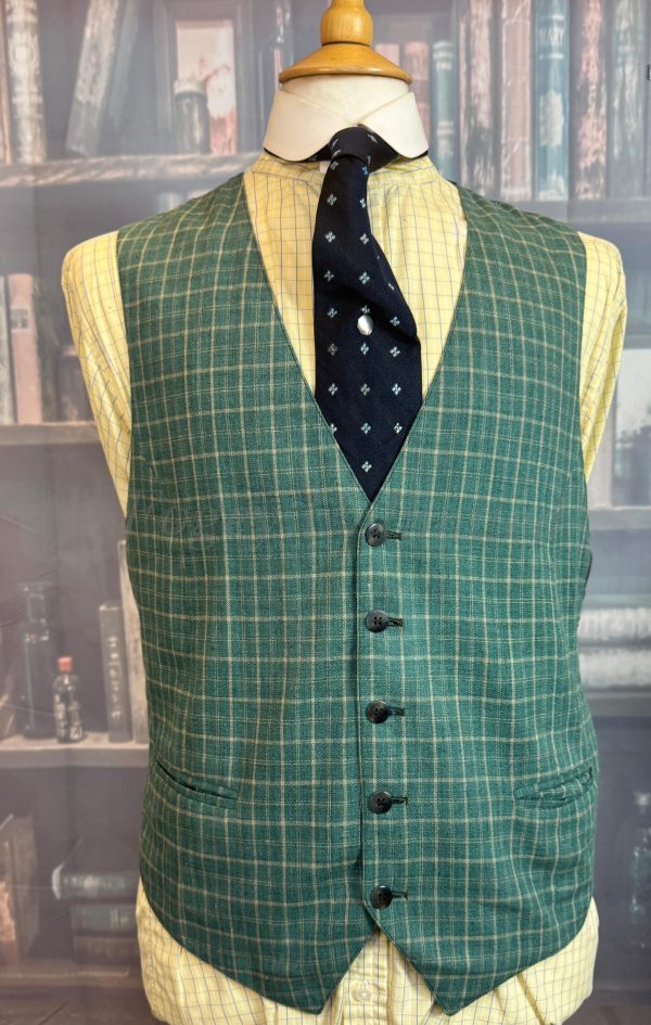 Vintage Green Check Waistcoat/Vest Chest 42"/107cm  (WCSB)