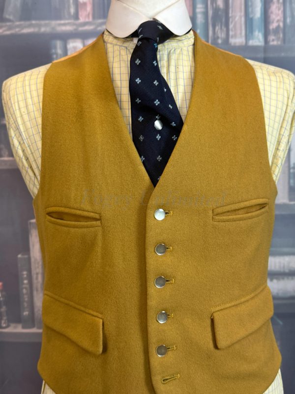 Vintage Mustard Wool Doeskin Waistcoat/Vest Chest 38"/97cm  (WCG38) - Image 3