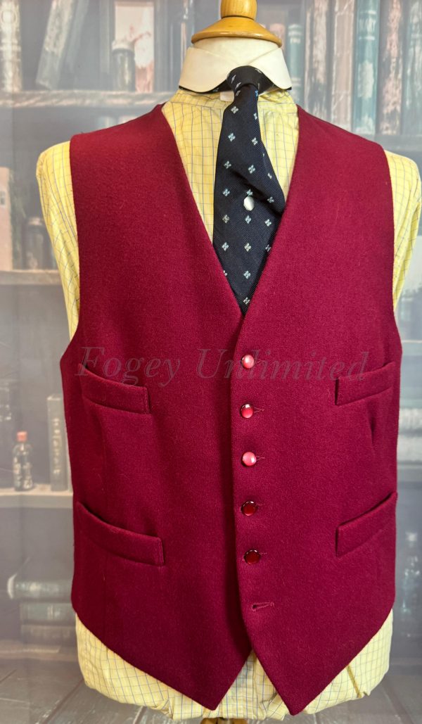 Vintage Gurteen Burgundy Doeskin Wool Waistcoat/Vest. Chest  42"/107cm (Ref:GRT42B)