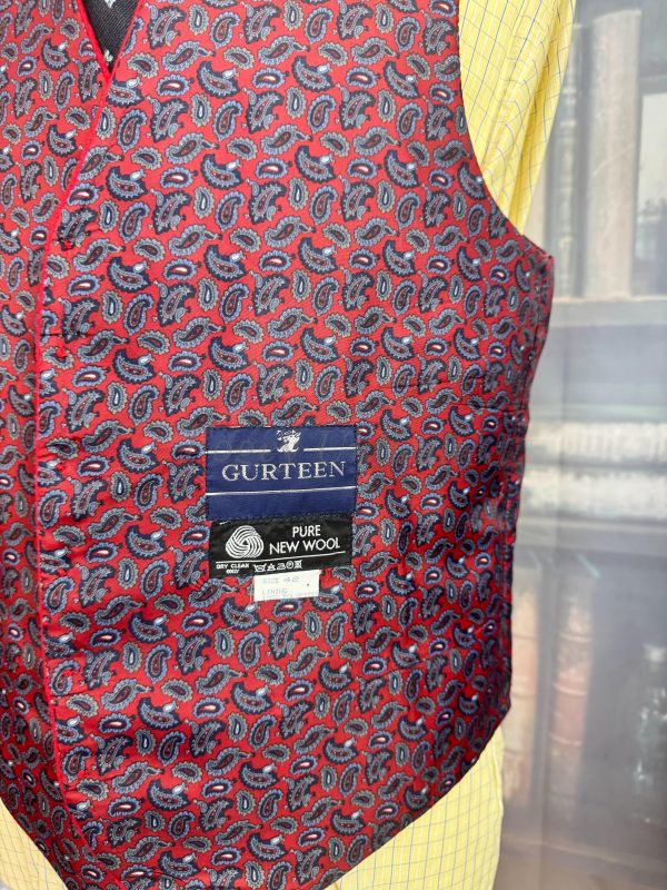 Vintage Gurteen Poppy Red Hunt Doeskin Wool Waistcoat/Vest. Chest  42"/107cm (Ref:WCSC) - Image 7