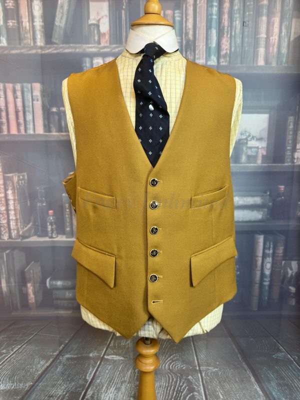 Vintage Brocklehurst Mustard Waistcoat/Vest. Chest  44"/112cm (Ref:WCSD)