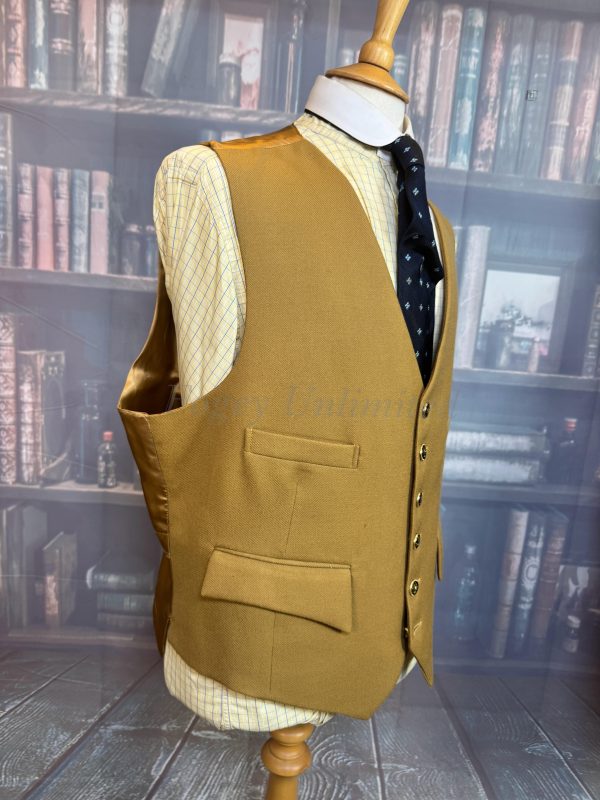Vintage Brocklehurst Mustard Waistcoat/Vest. Chest  44"/112cm (Ref:WCSD) - Image 4