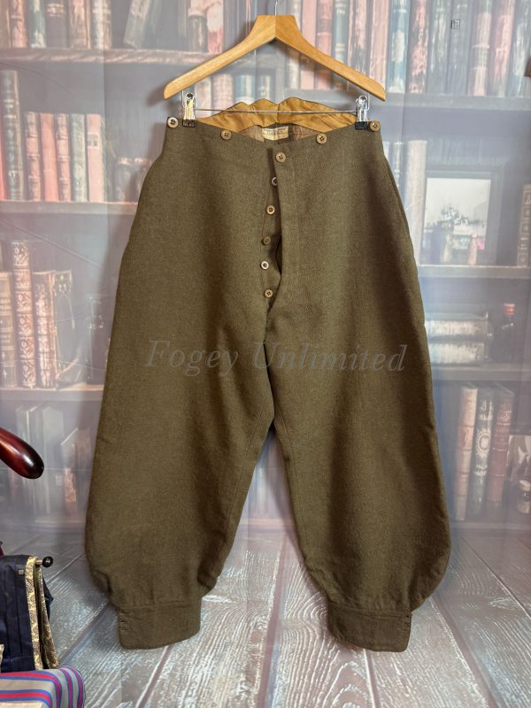 Vintage Green Military Motorcycle Breeches Jodhpurs. Heavyweight W32"/81cm (Ref:FAR32)