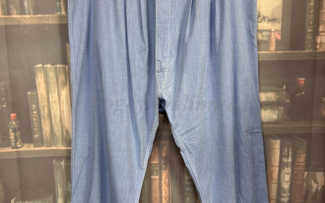 Rare Ankle length Cotton Underpants. Yoke Front Brace Tapes waist:37″/94cm (Ref:BL37)