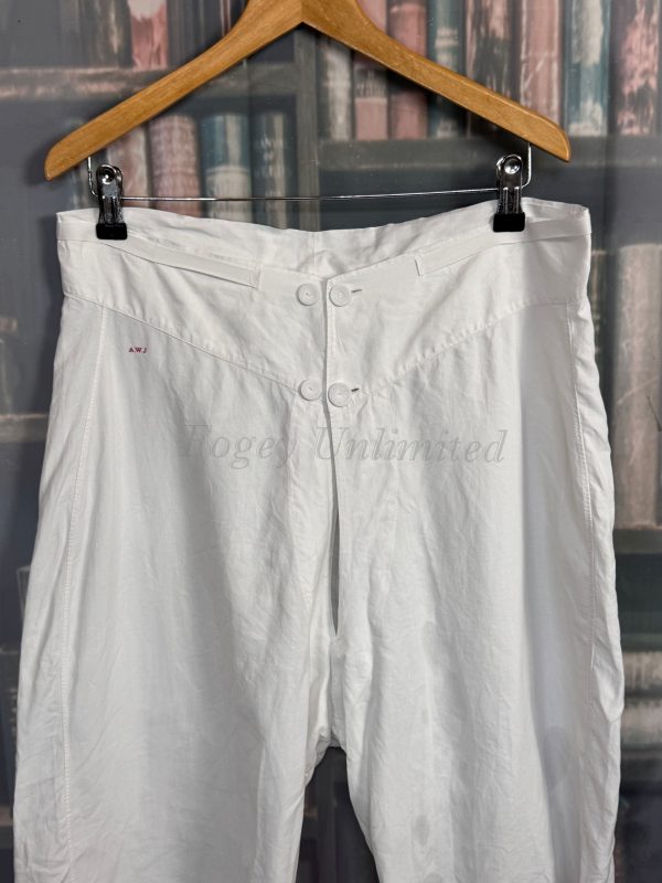 Rare Knee length Cotton Underpants. Yoke Front Brace Tapes waist:32"/81cm (Ref:WHT32) - Image 4