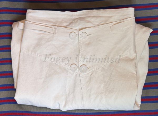 Rare Knee length Cotton Underpants. Yoke Front Brace Tapes waist:32"/81cm (Ref:WHT32) - Image 6