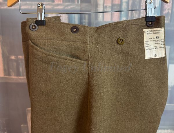 Vintage Green Military Motorcycle Breeches Jodhpurs. Heavyweight W34"/86cm (Ref:HM34) - Image 4