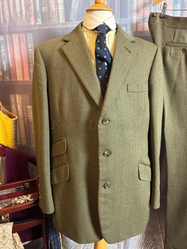 Vintage Bespoke Green Herringbone 3 Piece Suit 42"Chest /41waist. (Ref: CH89) - Image 15