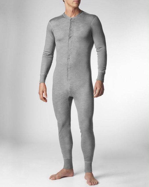 The Premium Union Suit. Stanfield's Cotton Union Suit In Grey Or Red - Image 4