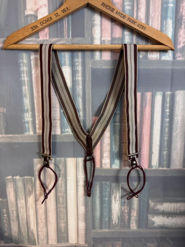 Vintage wide Elastic Trouser Braces (Suspenders)with Burgundy  elastic ends. Rare. Unusual (DRUNB)