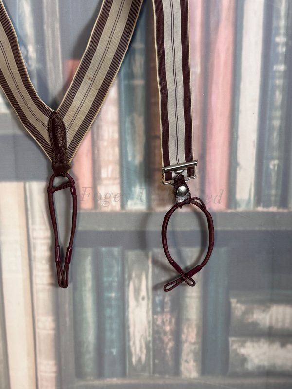 Vintage wide Elastic Trouser Braces (Suspenders)with Burgundy  elastic ends. Rare. Unusual (DRUNB) - Image 3