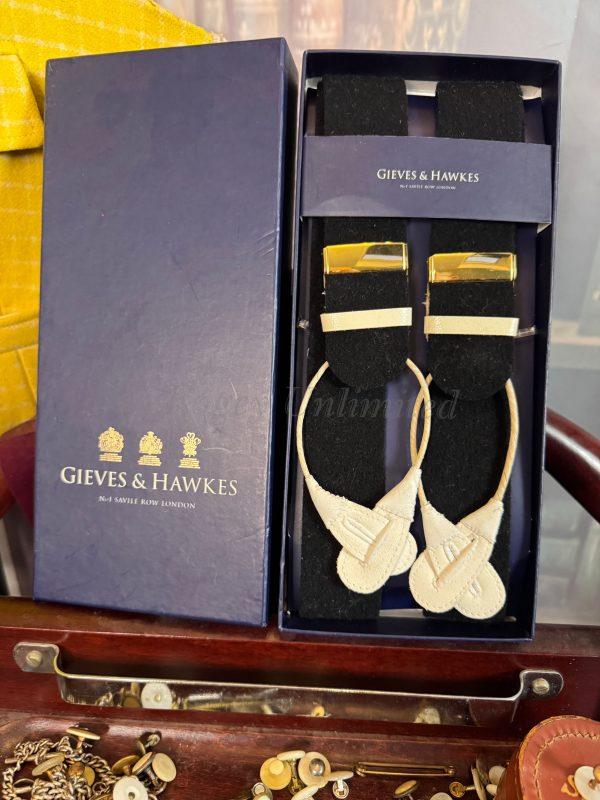 Albert Thurston For Gieves & Hawkes Finest Braces (Suspenders) Black Boxcloth 44