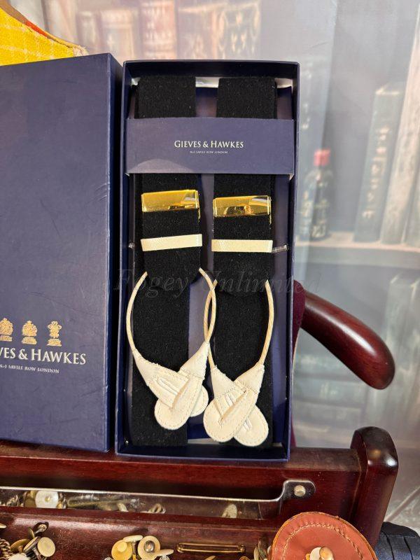 Albert Thurston For Gieves & Hawkes Finest Braces (Suspenders) Black Boxcloth 44 - Image 4