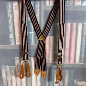 Vintage Pioneer Elastic Trouser Braces (Suspenders)with Tan leather ends. Rare. Unusual