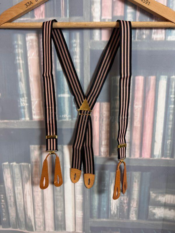Vintage Pioneer Elastic Trouser Braces (Suspenders)with Tan leather ends. Rare. Unusual