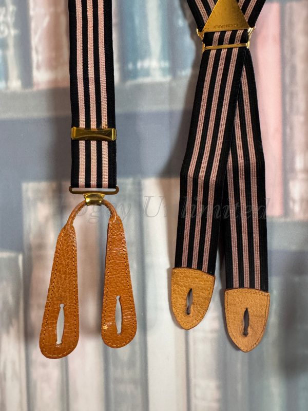 Vintage Pioneer Elastic Trouser Braces (Suspenders)with Tan leather ends. Rare. Unusual - Image 4