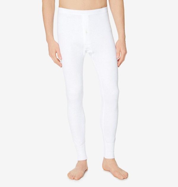 Sunspel Mens Thermal Long Johns White