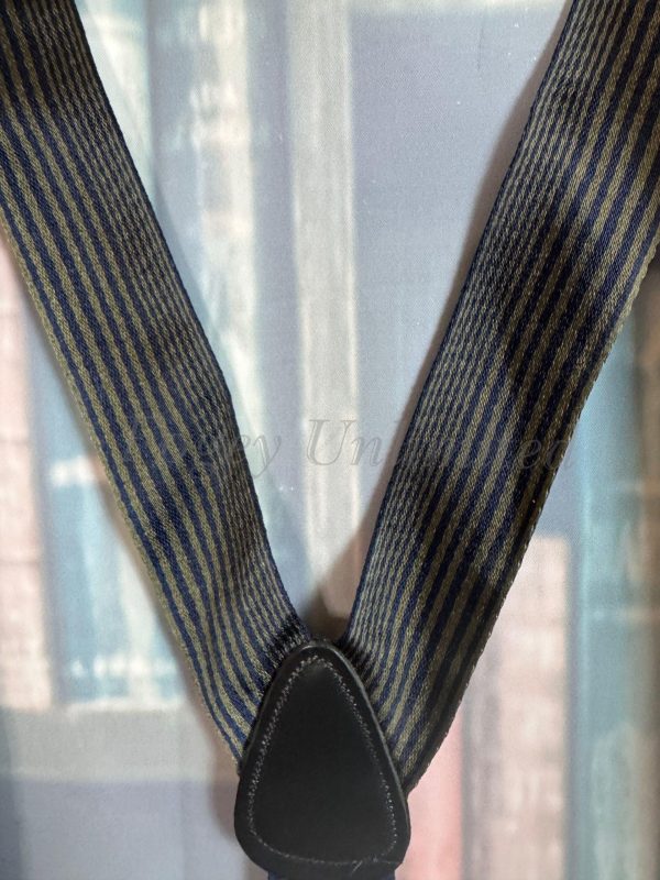 Navy Stripe Barathea Braces/Suspenders Button on. New in Box - Image 2