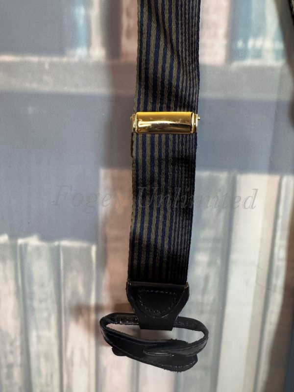 Navy Stripe Barathea Braces/Suspenders Button on. New in Box - Image 3