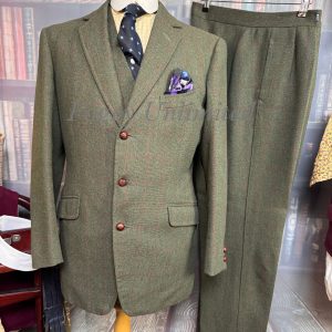 Vintage 1965 Bespoke Super Heavyweight Green Tweed Suit 38chest /34waist. (JCD38)