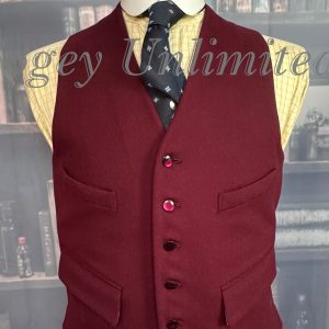 Vintage Dunn & Co Burgundy Wool Doeskin Waistcoat/Vest 38"/97cm Chest (Ref:DGL38)