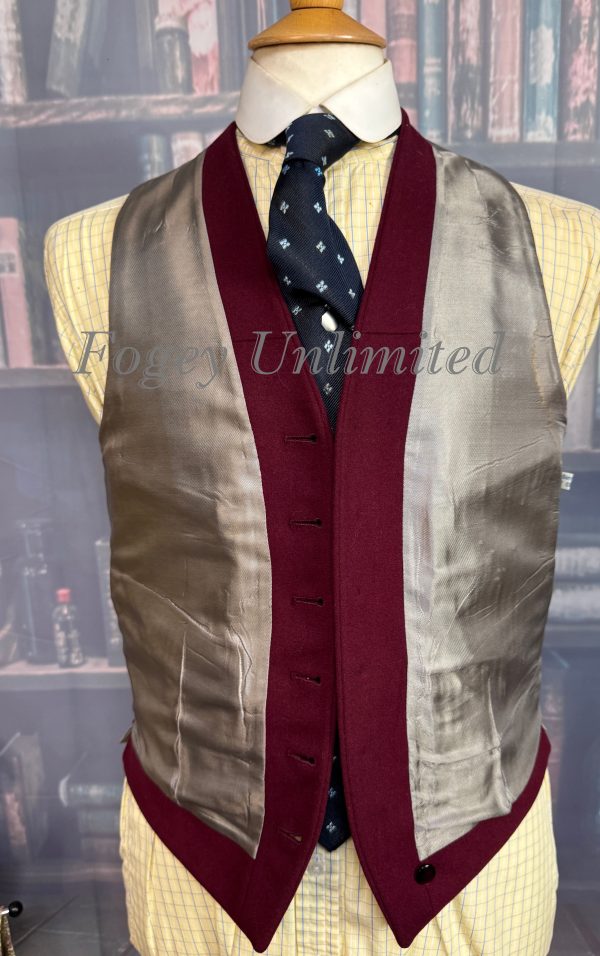 Vintage Dunn & Co Burgundy Wool Doeskin Waistcoat/Vest 38"/97cm Chest (Ref:DGL38) - Image 4