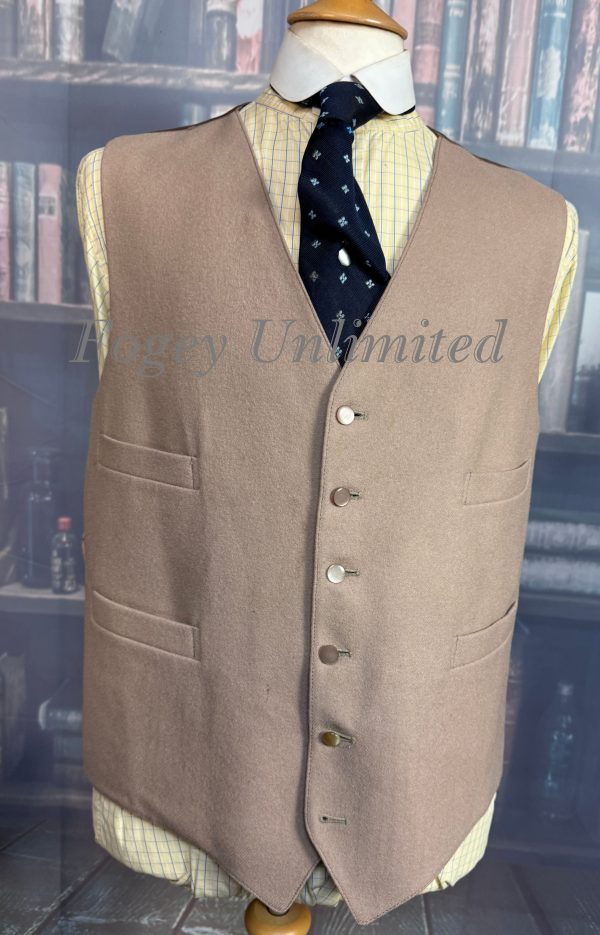 Vintage Dunn & Co Mushroom/Fawn Doeskin Wool Waistcoat/Vest. Chest  44"/112cm (Ref:DGLF44a)