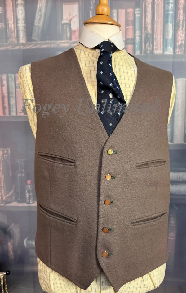 Vintage Dunn & Co Mushroom/Fawn Doeskin Wool Waistcoat/Vest. Chest  42"/107cm (Ref:DGLDN42)