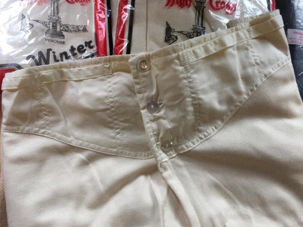 Vintage Heavy Wool Long Johns Brace Tapes, Yoke Front Ribbed Cuffs - Image 4