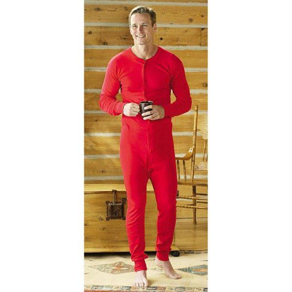 Vintage Style Button front Union Suit (Combinations) in Traditional Red or White - Image 6