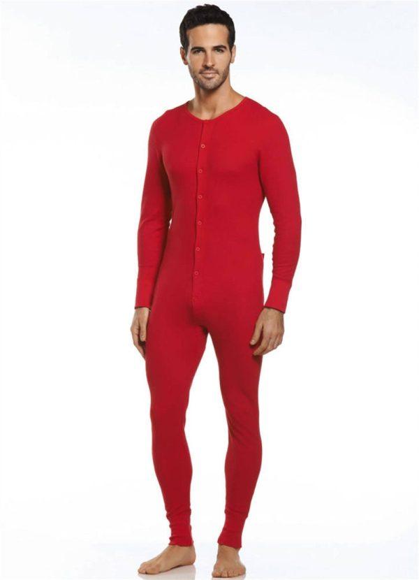 Vintage Style Button front Union Suit (Combinations) in Traditional Red or White