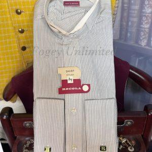 Vintage New in packet Rocola pinstripe Collarband Shirt for your Stiff collar 15 1/2" with extra collars