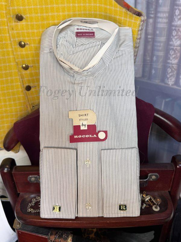 Vintage New in packet Rocola pinstripe Collarband Shirt for your Stiff collar 15 1/2" with extra collars