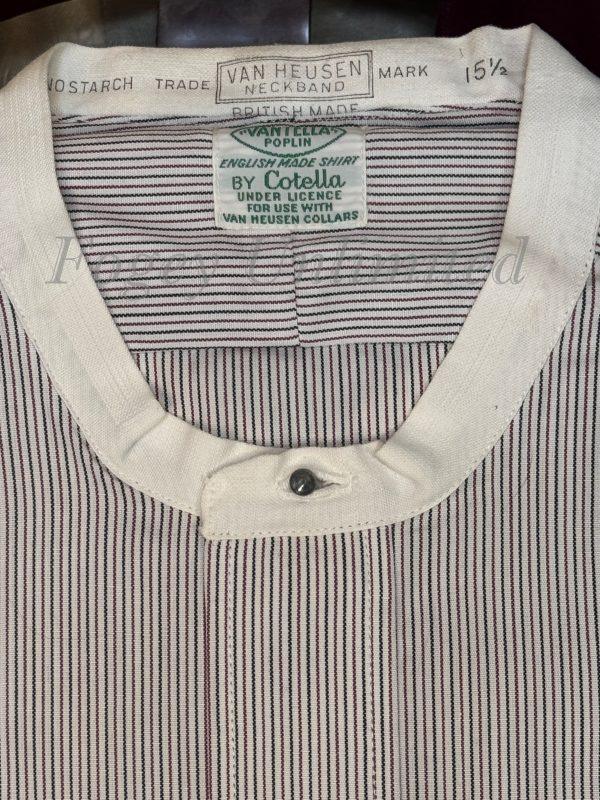 Vintage New in packet Van Heusen Pinstripe Collarband Shirt for your Stiff collar 15 1/2" with 2 matching collars - Image 2