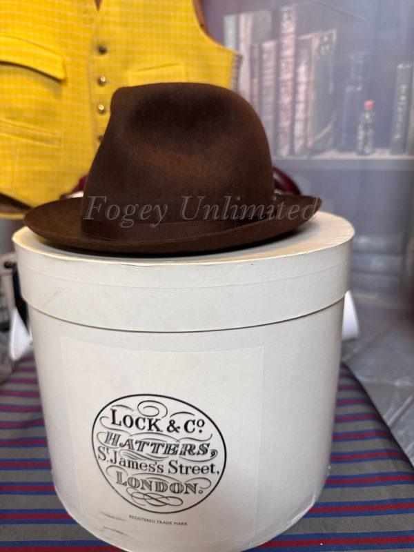 Vintage Dark Brown Lock & Co Trilby Hat. Size 7 1/8" (Ref:LK718B) - Image 2