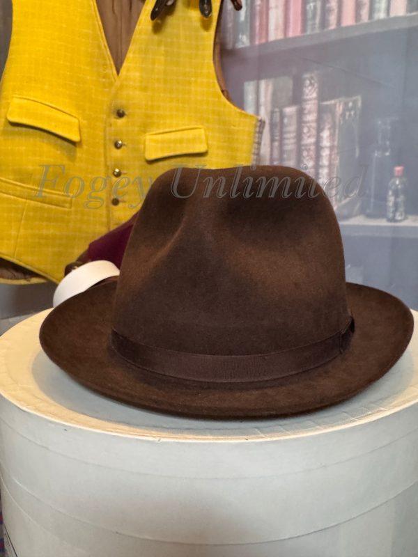 Vintage Dark Brown Lock & Co Trilby Hat. Size 7 1/8" (Ref:LK718B)