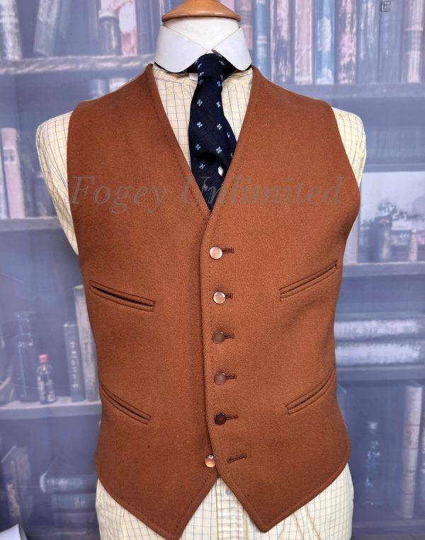 Vintage Dunn & Co Mustard Coloured Wool Doeskin Waistcoat/vest 38"/97cm Chest (DN38)