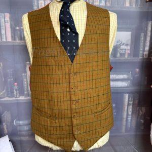 Vintage Viyella Tattersall Wool Doeskin Waistcoat/vest 44"/112cm Chest (VY44T)