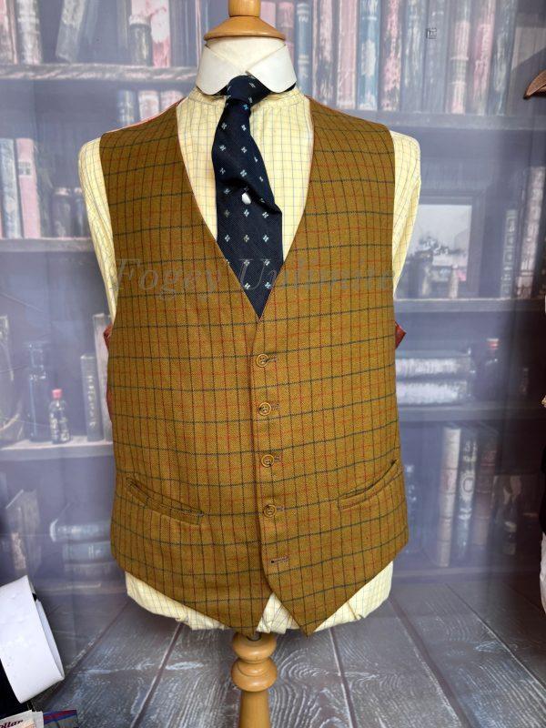 Vintage Viyella Tattersall Wool Doeskin Waistcoat/vest 44"/112cm Chest (VY44T)