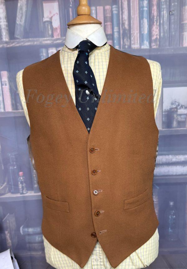 Vintage Austin Reed Fawn Coloured Wool Doeskin Waistcoat/vest 40"/102cm Chest (HSAR40)