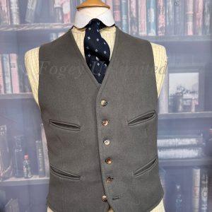 Vintage Dunn & Co Dove Grey Coloured Wool Doeskin Waistcoat/vest 38"/97cm Chest (DN38G)