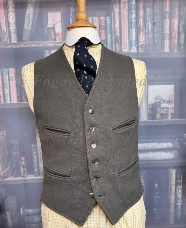 Vintage Dunn & Co Dove Grey Coloured Wool Doeskin Waistcoat/vest 38"/97cm Chest (DN38G)