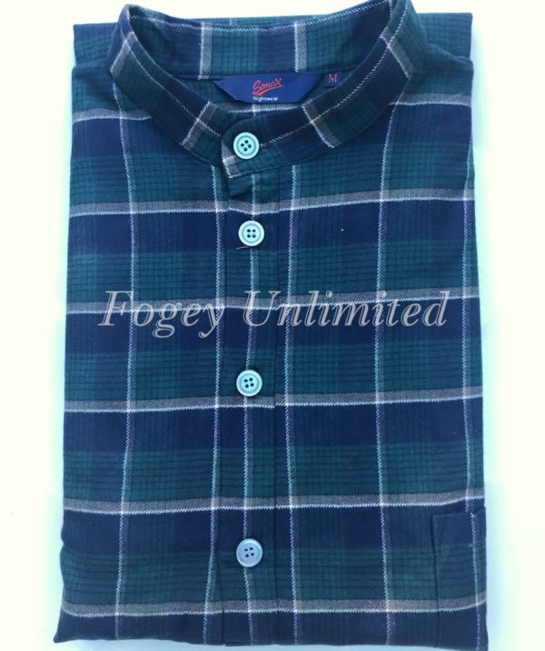 Tartan Traditional style Closed front button up Long Nightshirt by Somax MS29