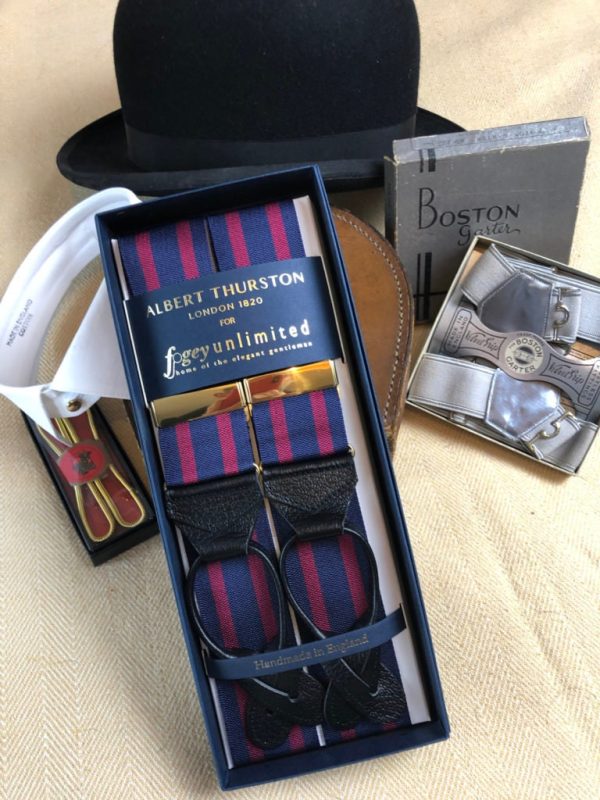 Albert Thurston Finest Barathea Braces (Suspenders) 2 colour stripe pattern - Image 4