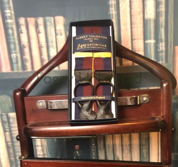 Albert Thurston Finest Barathea Braces (Suspenders) 2 colour stripe pattern - Image 2