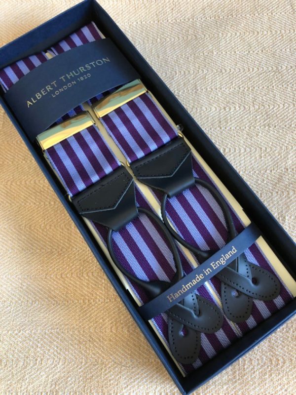 Albert Thurston Finest Barathea Braces (Suspenders) 2 colour stripe pattern