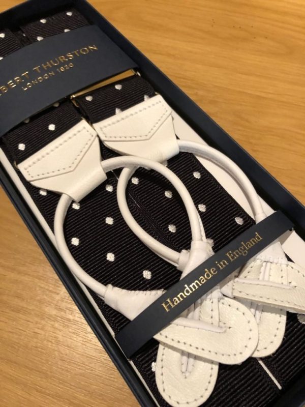 Albert Thurston Traditional Braces LIMITED EDITION Black/White polkadot suspenders - Image 2