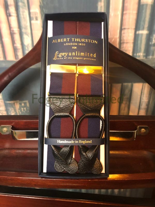 Albert Thurston Finest Barathea Braces (Suspenders) 2 colour stripe pattern - Image 3