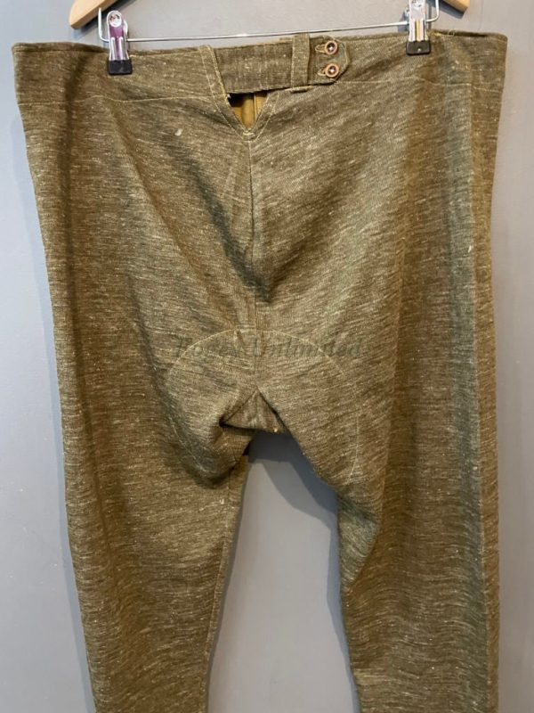 VINTAGE Military issue Long Johns w/ Brace Tapes. button front and adjustable. Olive Green - Image 6